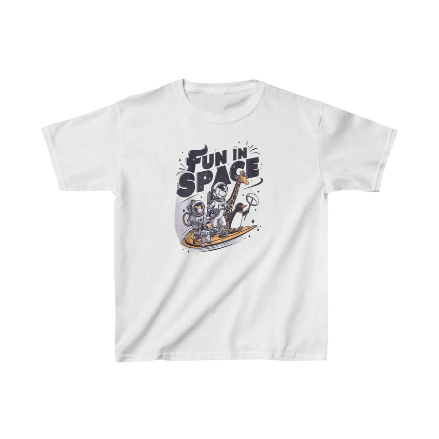 Kids Heavy Cotton Fun in Space Printed Tee