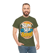 Gildan Sun Sea and Sand Printed Unisex Heavy Cotton Short Sleeve Tee