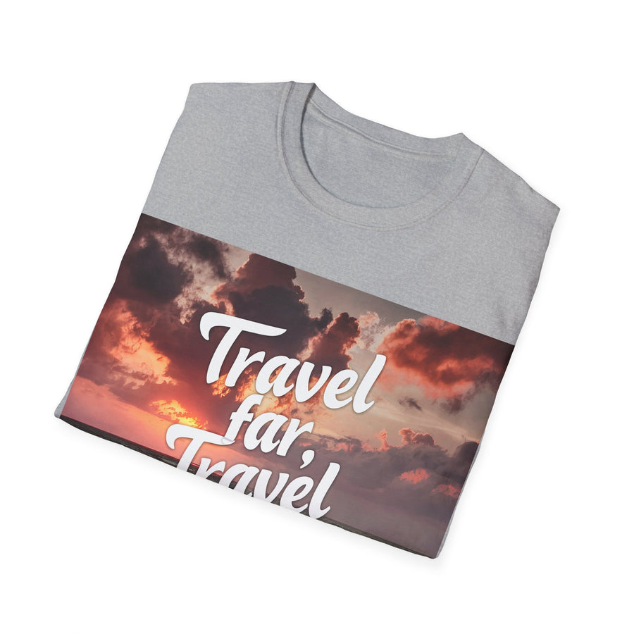 Travel far, Adventure Unisex Softstyle Printed Crew Neck T-Shirt