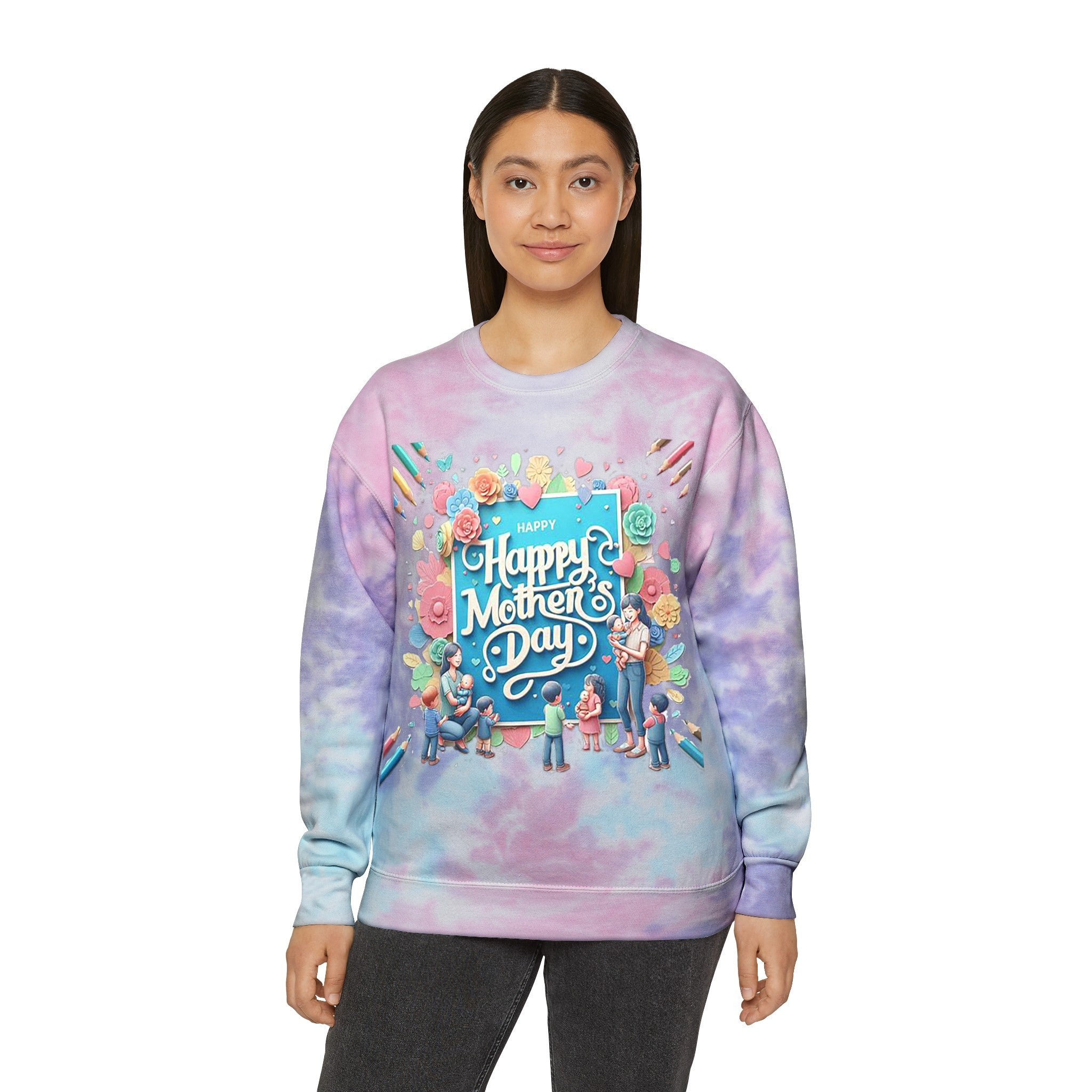 Unisex Tie-Dye Long Sleeve Crew Neck Printed  Sweatshirt