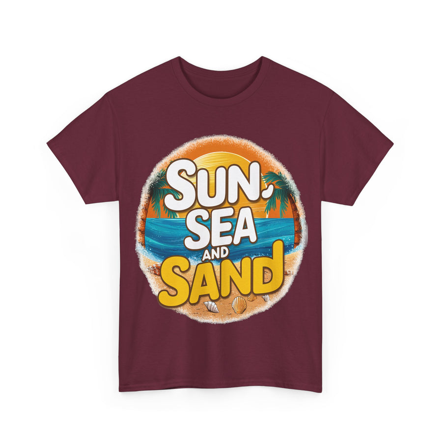 Gildan Sun Sea and Sand Printed Unisex Heavy Cotton Short Sleeve Tee