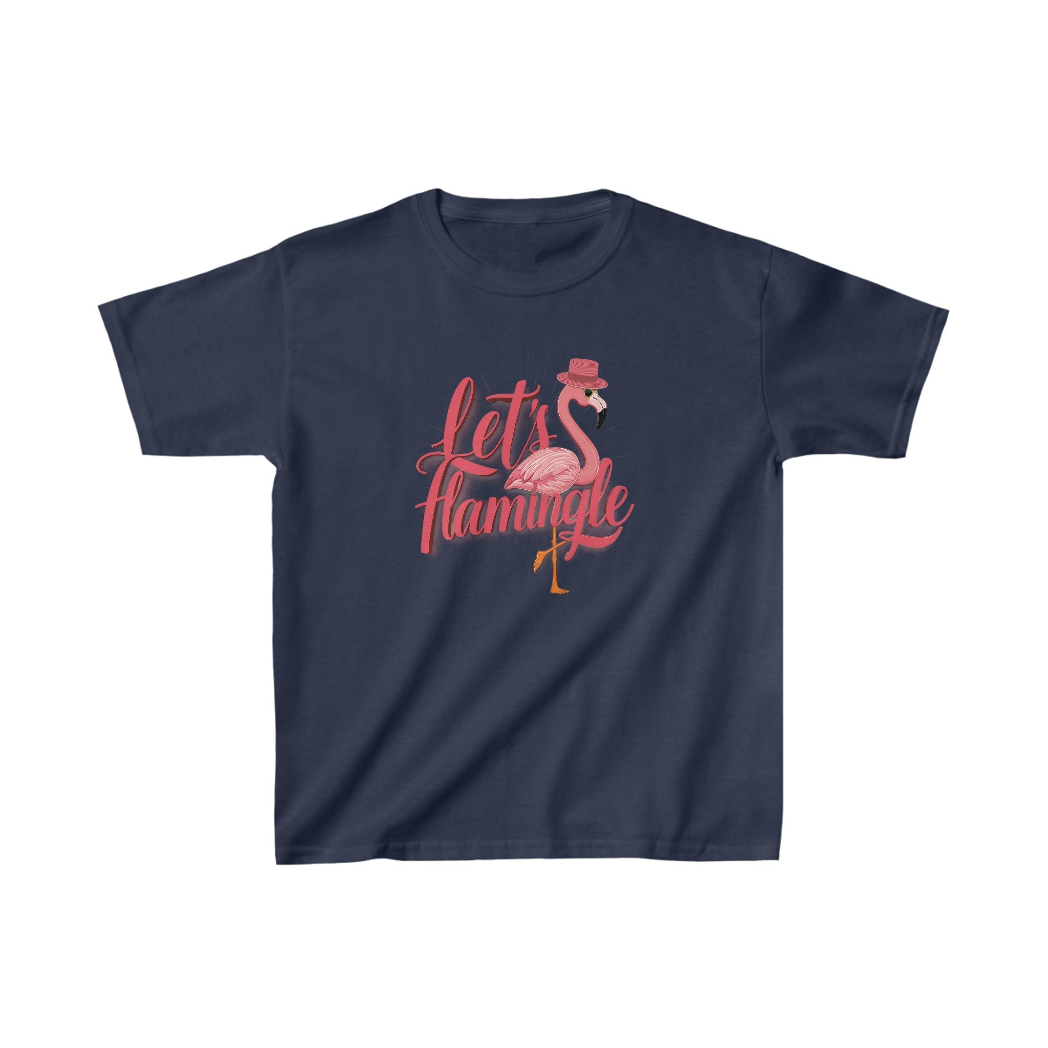 Kids Lets' Flamingle  Heavy Cotton Crew Neck  Printed T-Shirt