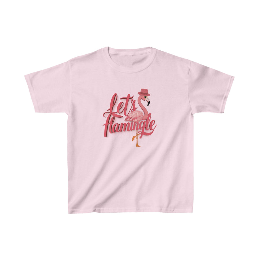 Kids Lets' Flamingle  Heavy Cotton Crew Neck  Printed T-Shirt