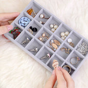 Stackable velvet jewelry display tray case organizer