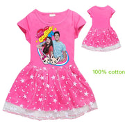 Kids Dresses Cute Cotton Gauze Full Dress Teenagers Cartoon Baby Girls Party Clothing