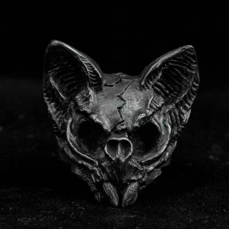 Rebellious Punk Gothic Men's Calvarium Satanic Skull Ring Men Motorcycle Stainless Steel Biker jewellery Halloween Gift