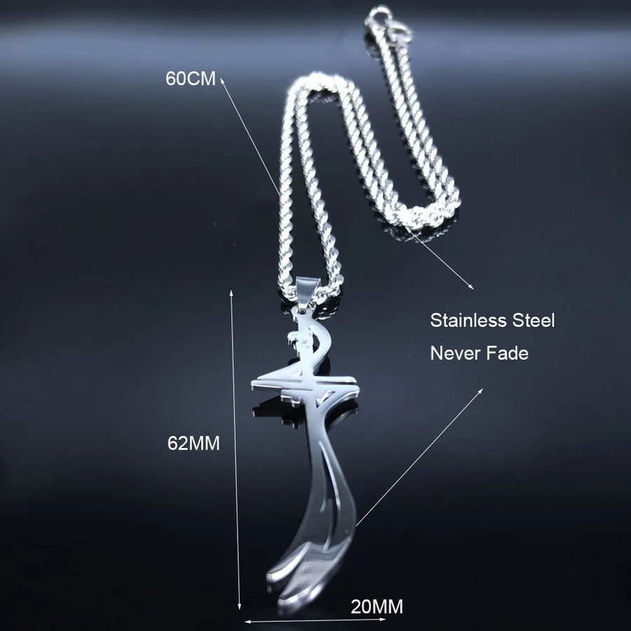 Arabic Sword Stainless Steel Islamic Muslim Zulfiqar Imam Ali Swords Necklaces for Men Islam Accessories Gift Jewelry