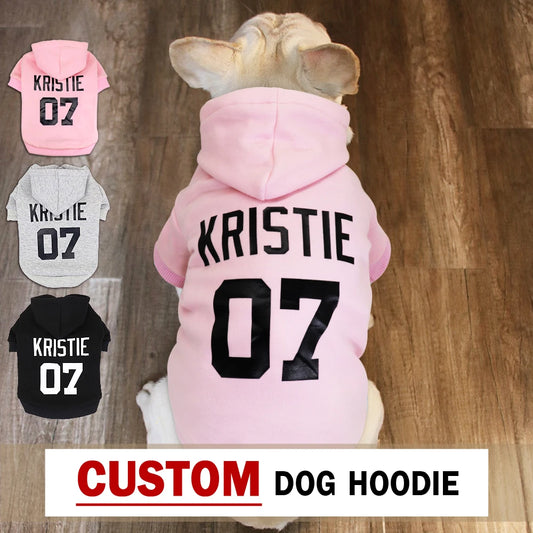 Custom Pet Dog Clothes Picture Name Print Dogs Hoodies Warm Pets Clothing French Bulldog for Small Medium Large Dogs XS-5XL