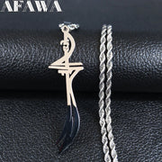 Arabic Sword Stainless Steel Islamic Muslim Zulfiqar Imam Ali Swords Necklaces for Men Islam Accessories Gift Jewelry