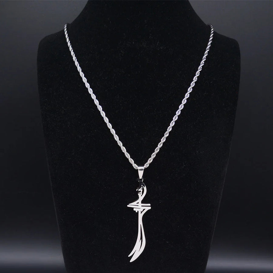 Arabic Sword Stainless Steel Islamic Muslim Zulfiqar Imam Ali Swords Necklaces for Men Islam Accessories Gift Jewelry