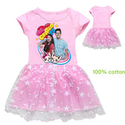 Kids Dresses Cute Cotton Gauze Full Dress Teenagers Cartoon Baby Girls Party Clothing