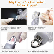 Professional Pet Nail Clipper with LED Light for Cats and Dogs.