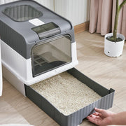 Oversize Rechargeable Deodorizing Cat Litter Box with UV Sterilization.