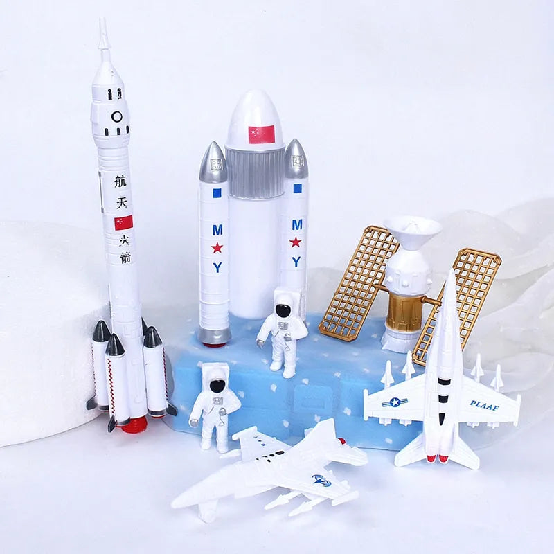 Rocket Toy Set: Space Series with Plane, Satellite, Astronaut & Spaceship Model.