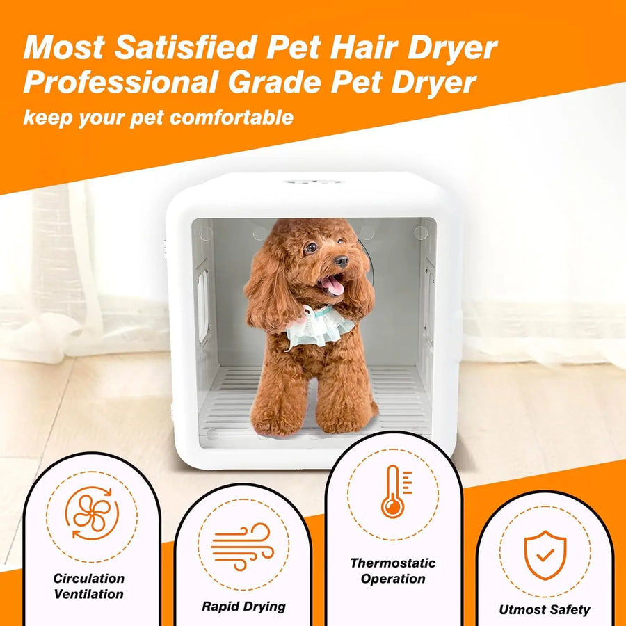 Hair Dryer Box for Pets, 65L Capacity, Smart Temperature Control, Fast Hair Drying