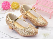 Girls Shoes Children High Heel Glitter Crystal Sandals Fashion Buckle Kids Princess Dance Shoe Student Performance Leather Shoes