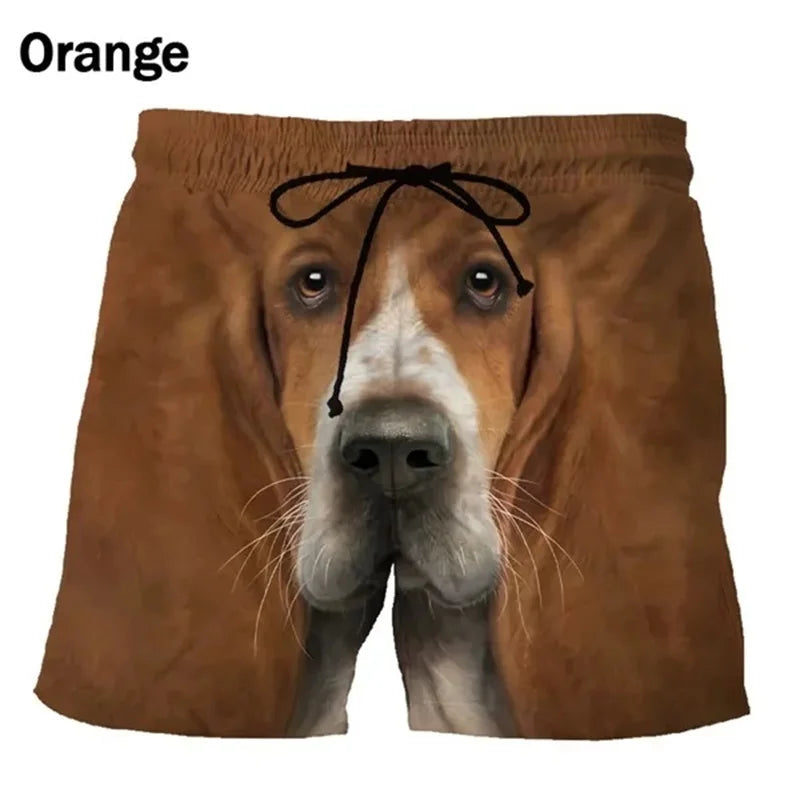 New Hilarious Animal Print Beach Shorts For Men 3D Cute Pet Surf Board Shorts Beachwear Quick Dry Gym Swim Trunks