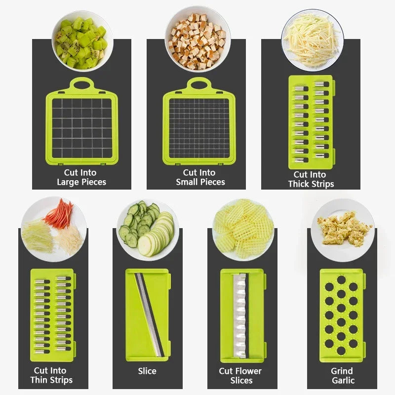 Multifunctional Vegetable Chopper Onion Chopper Handle Food Grate Food Chopper Kitchen Vegetable Slicer Dicer Cut  14/16 in 1