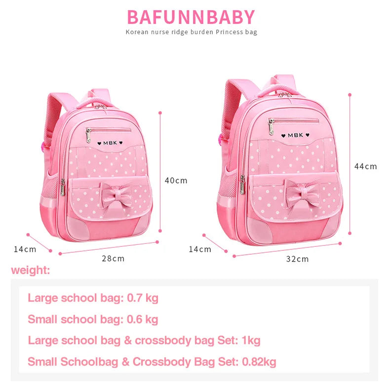 Cute girl schoolbag for 6-15 years; Kawaii bow backpack for teens and women. Ideal birthday gift.