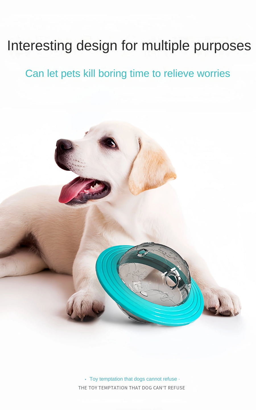 Durable interactive dog toy with treat dispensing for good habits.