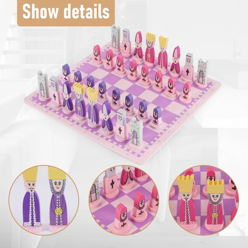 Travel Chess Set With Chess Board Educational Toys For Kids And Adults Pink