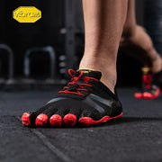 Men's Vibram Fivefinger Mesh Sneakers: Fast lacing, Slip-on, Fitness Rubber Shoe.