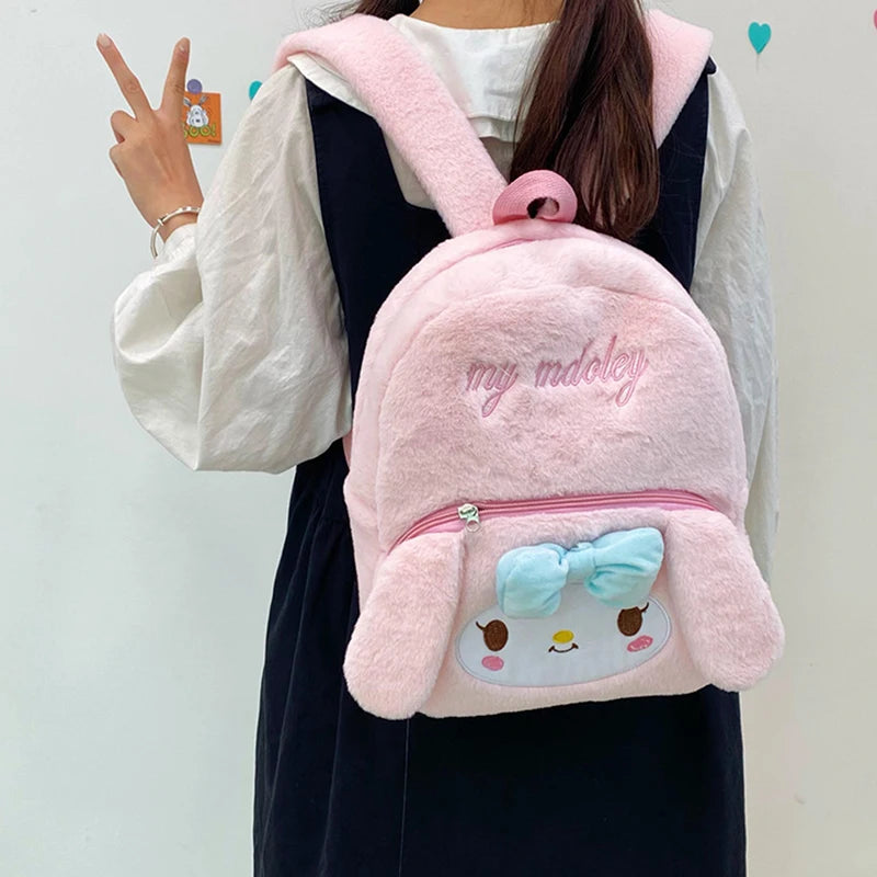 Sanrio Kuromi Cinnamon Dog Melody Cute Plush Backpack for Students