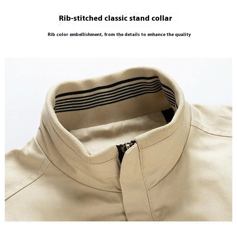 Men's Slim Fit Stand-Up Collar Cotton Jacket - Trendy Autumn Winter Style