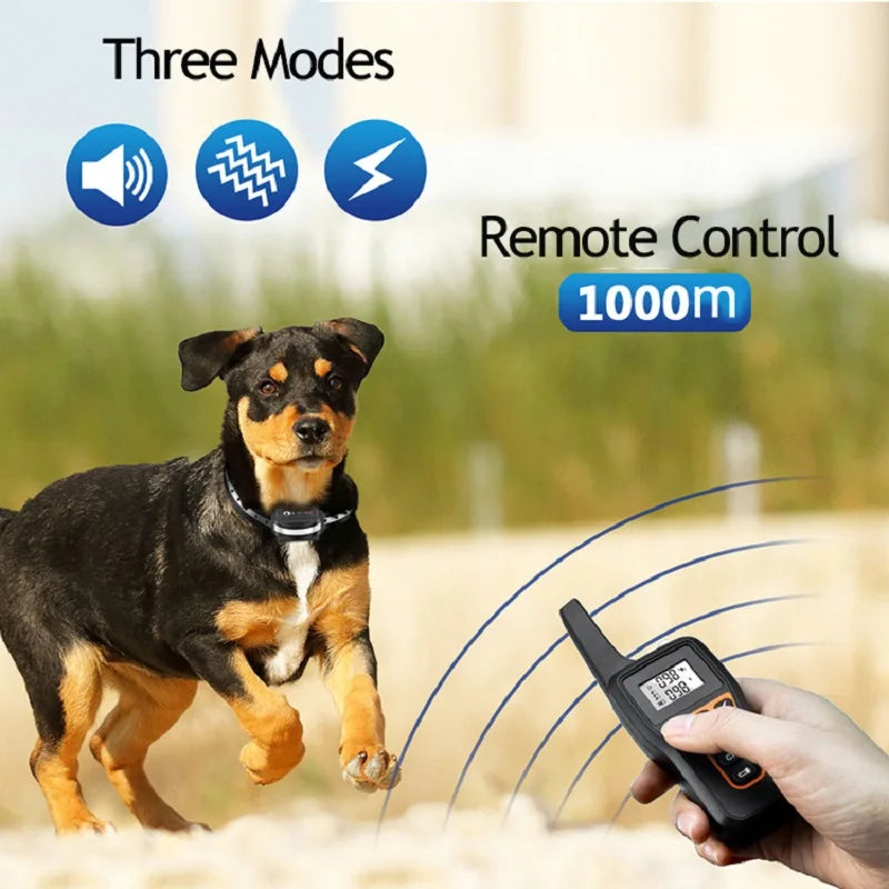 Anti-Barking Devices Pet Remote Control Collar Dog Anti Bark Shock 3 Mode With Rechargeable Waterproof Receiver,1000M Electric