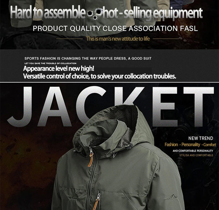 Men's Waterproof Windbreaker Jacket for Winter, Hiking, and Casual Wear