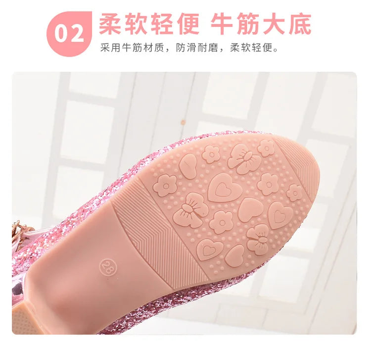 Kids High Heel Glitter Sandals Princess Dance Shoes