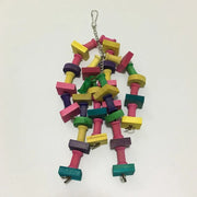 Parrot Block Splicing Toy Pet Rainbow Bite Rope Toy Bird Chew Wooden Items House Pet Accessories Folding Pet Pendant