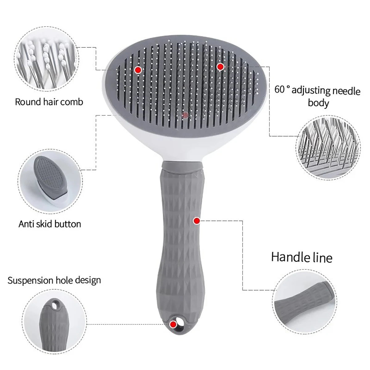 Dog and Cat Hair Remover Brush - Non-slip Beauty Brush - Dog Grooming Equipment - Stainless Steel Pet Hair Removal Comb for Dogs