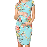 Pregnant Women's Dress with Ruched Sides & Scoop Neck