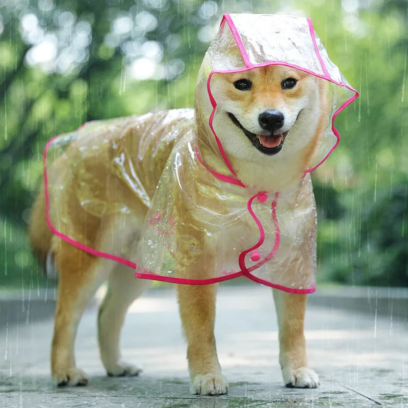 Pet Dog Raincoat Transparent Waterproof Jacket Soft PVC Small Dogs Rain Poncho