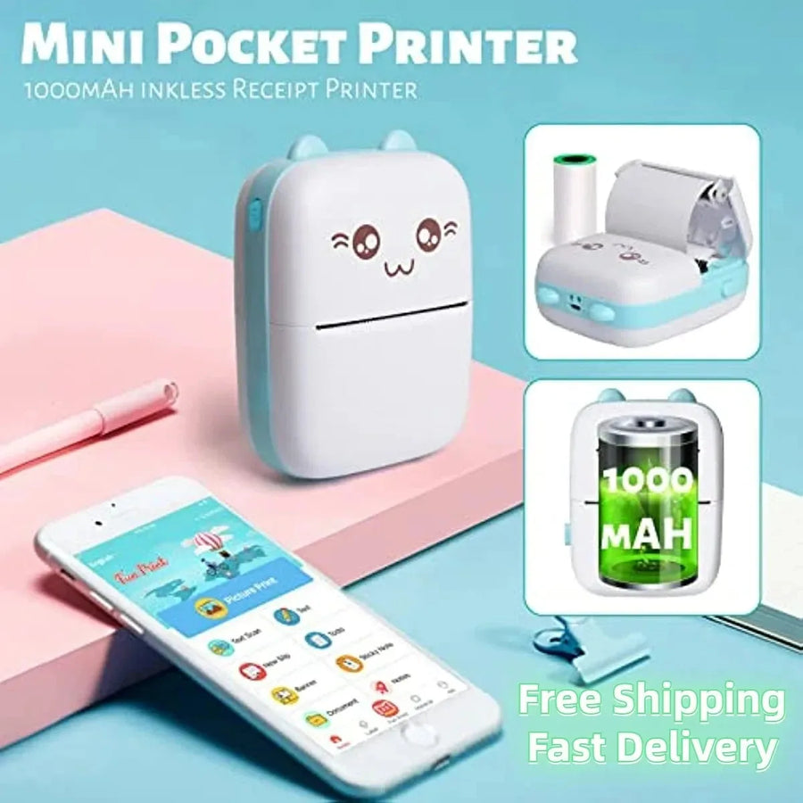 Portable thermal printer Mini Wireless BT 203dpi photo label memo printing error problem transparent sticker color paper