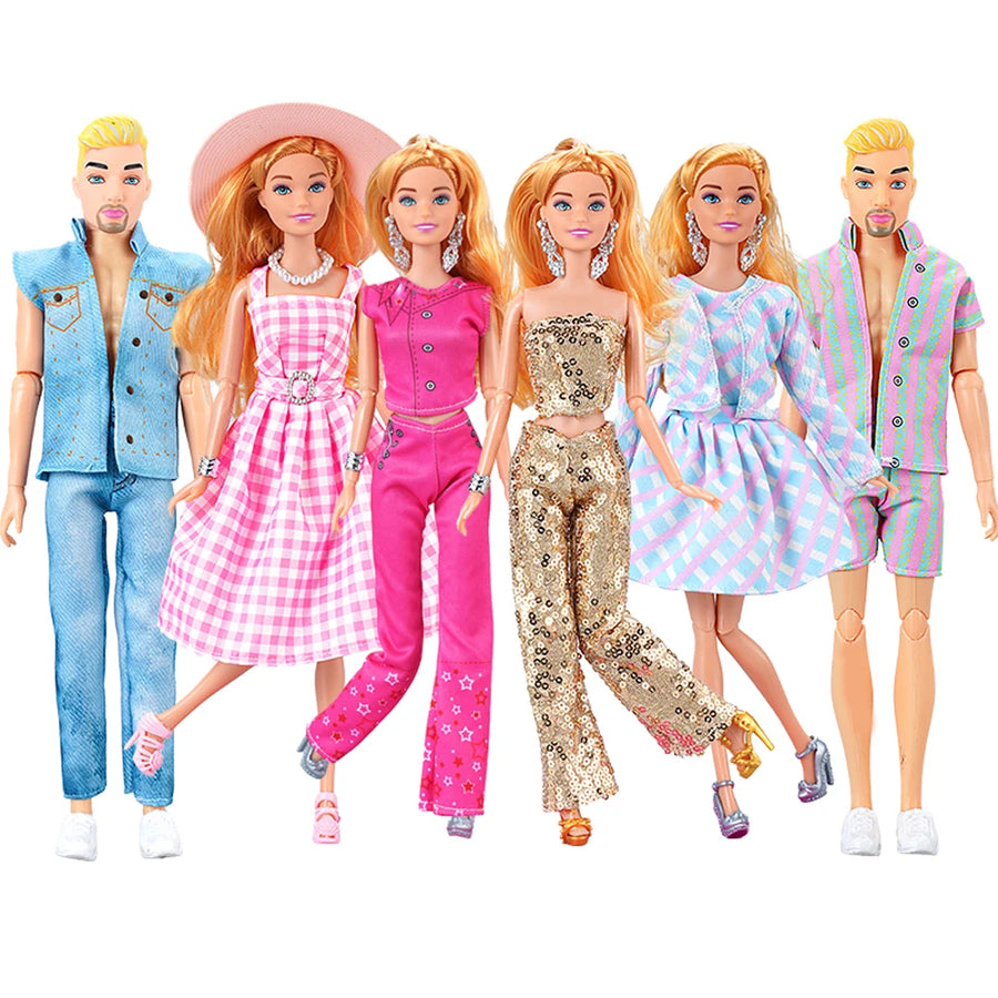 NK 1 Pcs Fashion Dress Outfit Casual Wear Shirt Party Skirt  Modern Clothes For Barbie Doll Accessories  DIY Dollhouse Toys JJ