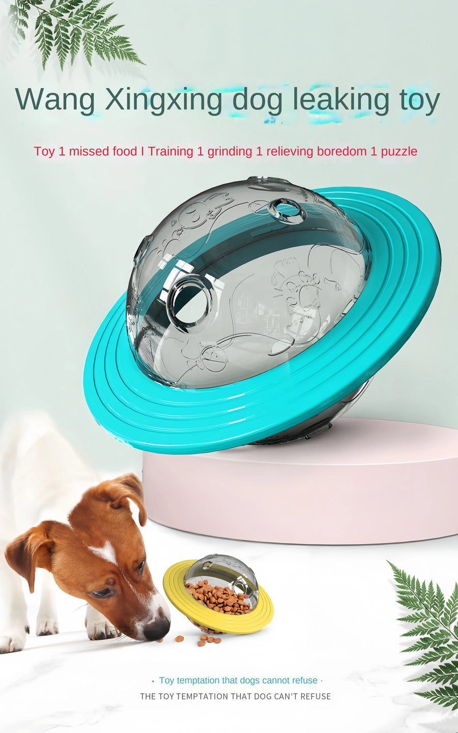 Durable interactive dog toy with treat dispensing for good habits.