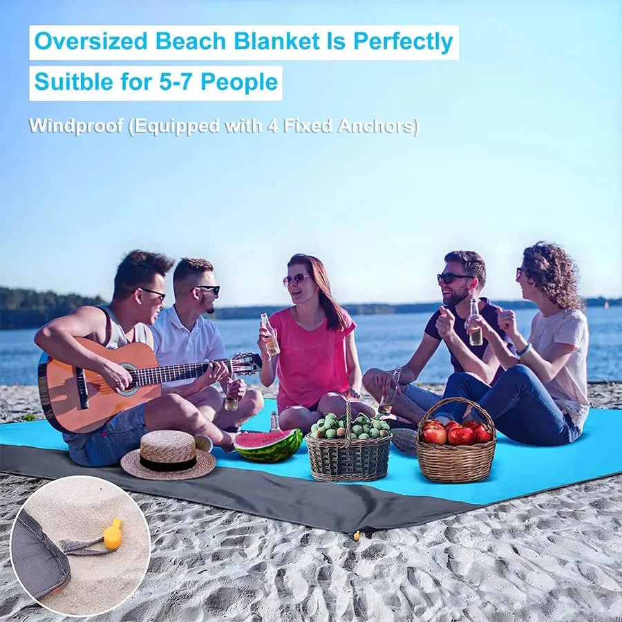 Waterproof Beach Mat, 200 x 210cm, Lightweight Picnic Blanket for Travel, Hiking, and Sports - Beach Blanket Sandproof