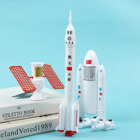 1Set Rocket Toy Space Series Rocket Plane Satellite Astronaut Model Cake Decor Spaceship Model Toys