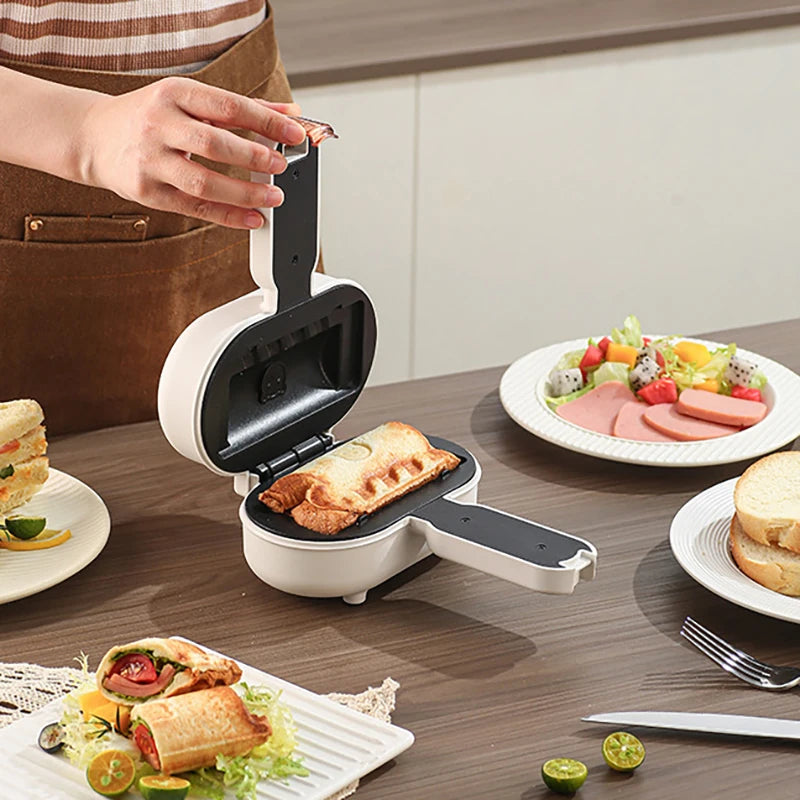 Mini Hot Dog Sandwich Makers Double Side Instant Heating Taco Burrito Machine Non-Stick Grill Spill-Proof Toast Edge Seal Clip