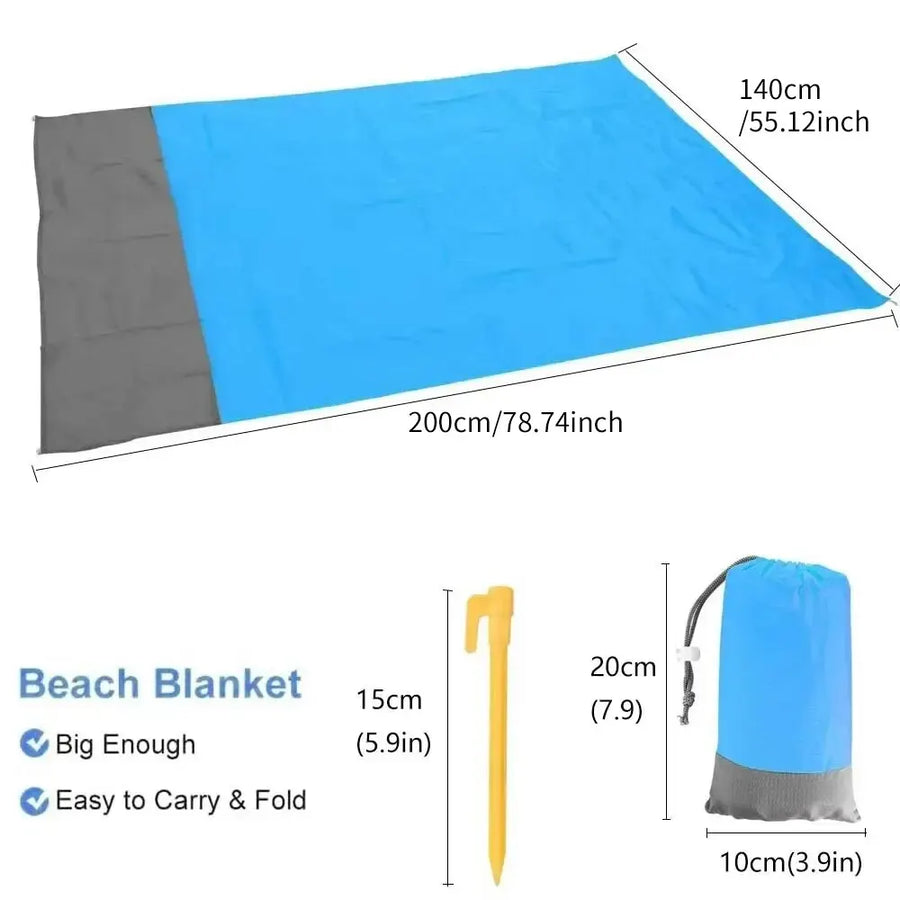 Beach Blanket Sandproof: 200 x 140cm Waterproof Mat for Lightweight Picnic, Travel, and Sports