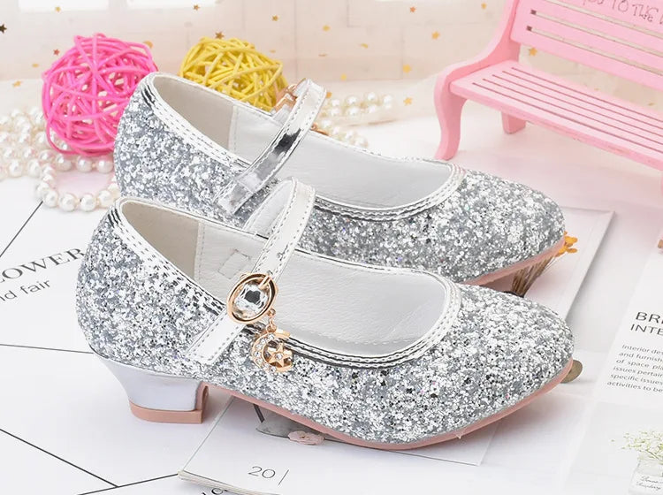 Kids High Heel Glitter Sandals Princess Dance Shoes