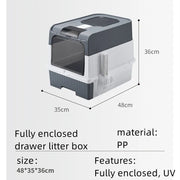 Oversize Rechargeable Deodorizing Cat Litter Box with UV Sterilization.