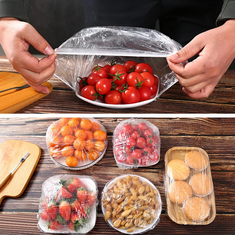 Reusable Elastic Food Covers for Bowls and Plates - Durable Plastic Wrap for Kitchen - Food Saver Bags