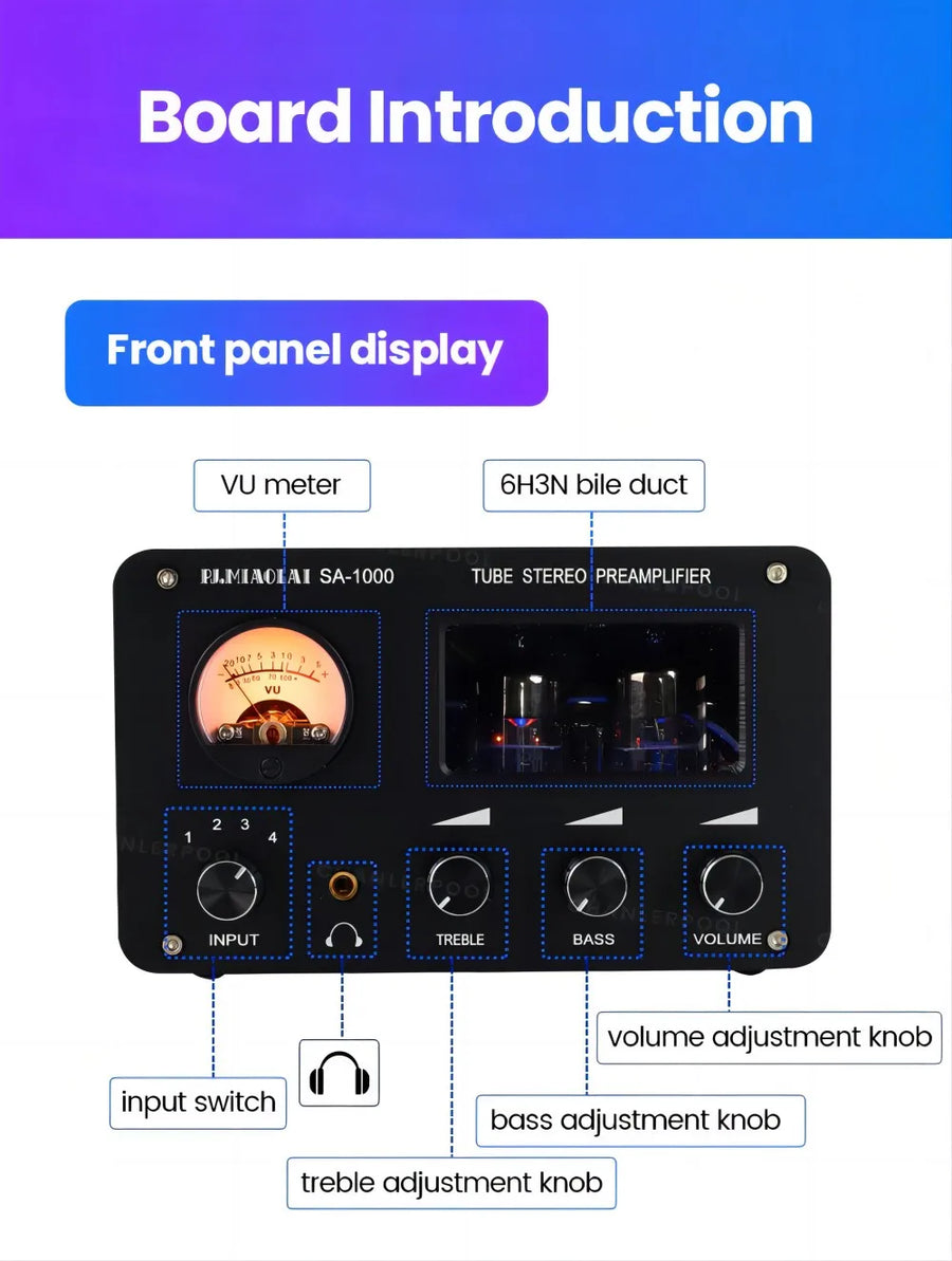 Tube Preamplifier Amplifiers HiFi Tube Preamp Bile Buffer Audio Amp Speaker Sound Amplifier Home Theater Karaoke 2 Channels