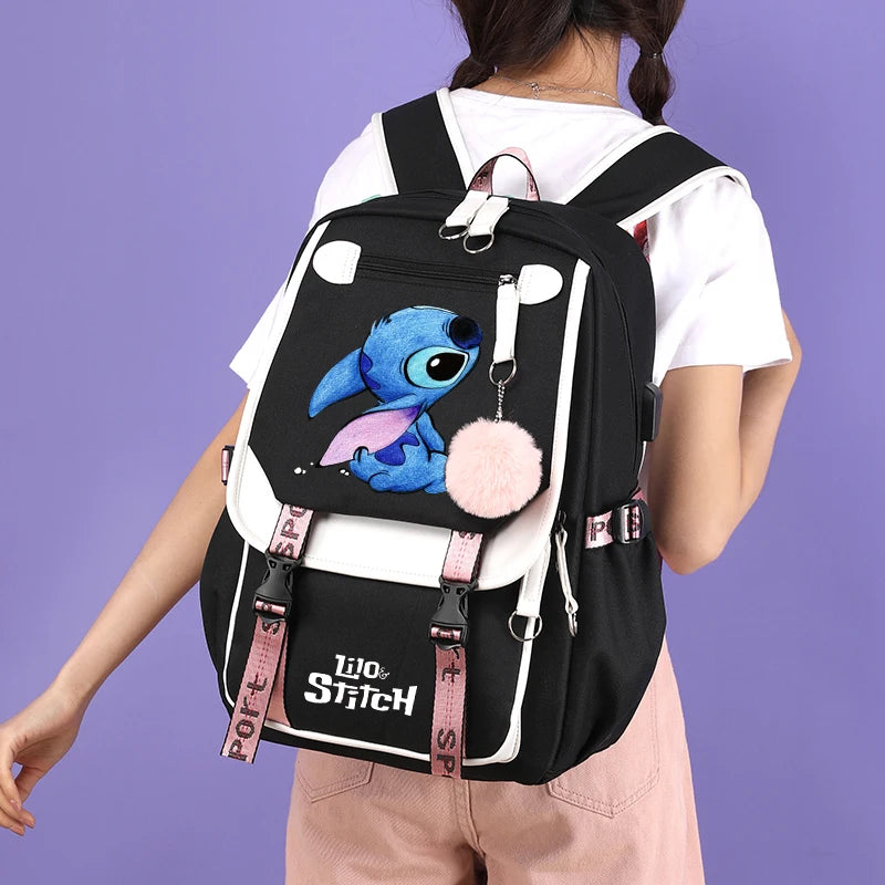 3Pcs/set Lilo Stitch Backpack Cartoon Sport Rucksack for Girl Bagpack Laptop Teen Travel School Student Teenager Bookbag