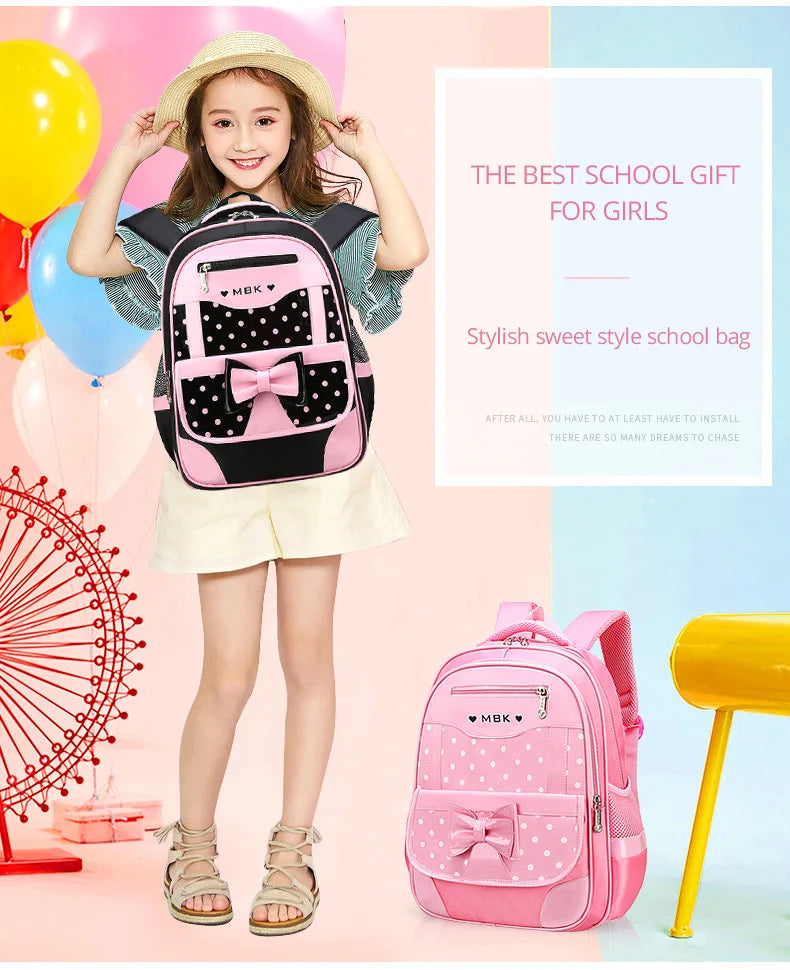 Cute girl schoolbag for 6-15 years; Kawaii bow backpack for teens and women. Ideal birthday gift.