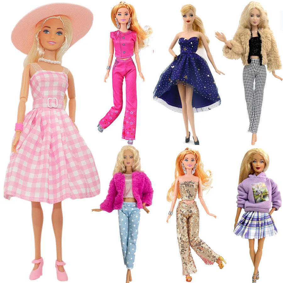 NK 1 Pcs Fashion Dress Outfit Casual Wear Shirt Party Skirt  Modern Clothes For Barbie Doll Accessories  DIY Dollhouse Toys JJ