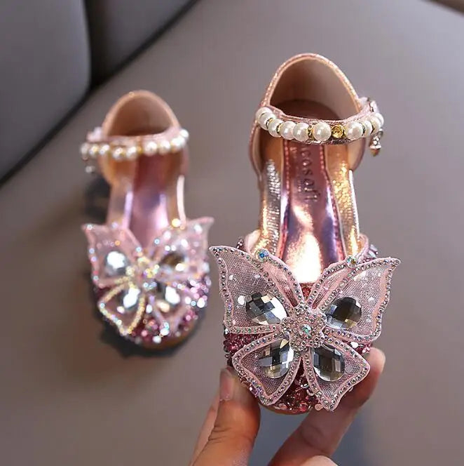 Girls' High Heel Glitter Crystal Sandals